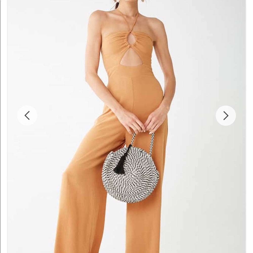 Nude halter cutout jumpsuit
